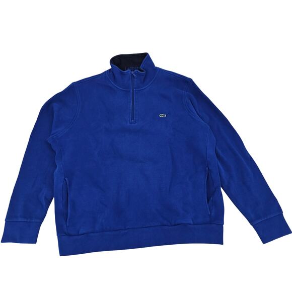 Authentic Lacoste Royal blue Cotton Quater Zip Sweatshirt Men's Size 3XL 3022 - Picture 1 of 8